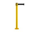 Montour Line Stanchion Belt Barrier Fixed Base Yellow Post 14ft.Black Belt MSX650F-YW-BK-140